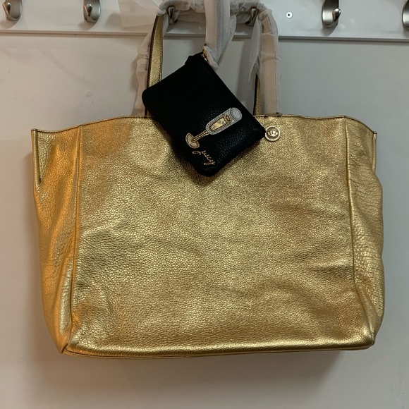 Juicy Couture Gold Cowhide Tote w/ Reversible Python Print - Picture 4 of 11